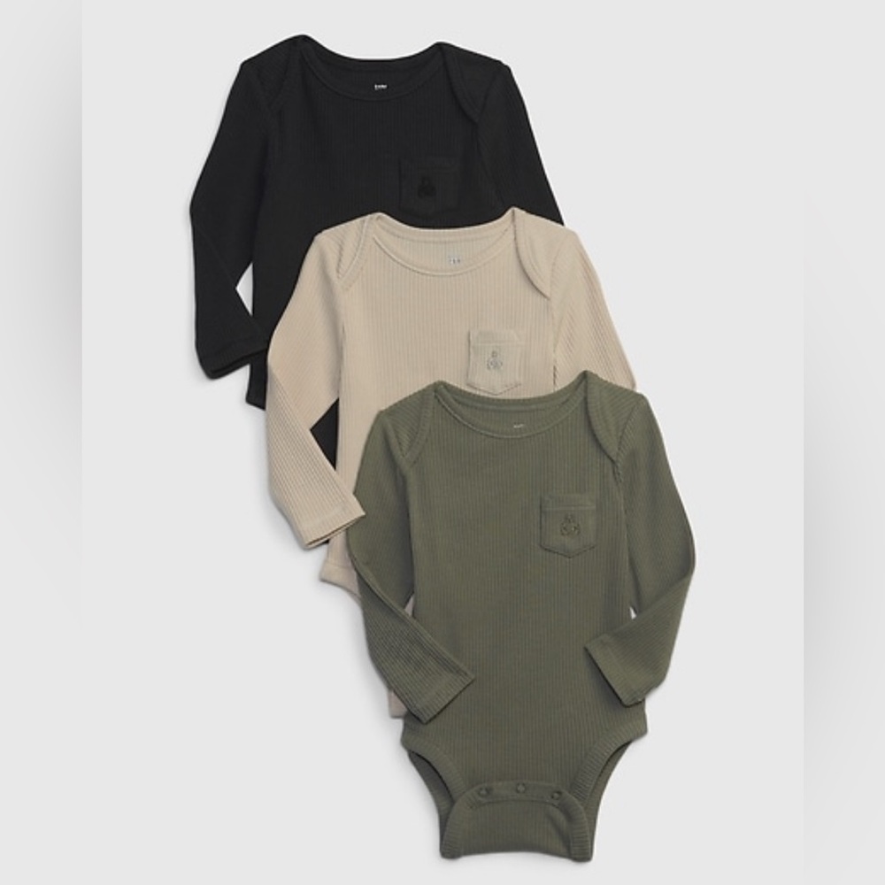 Set of 3 Ribbed Gap Bodysuit